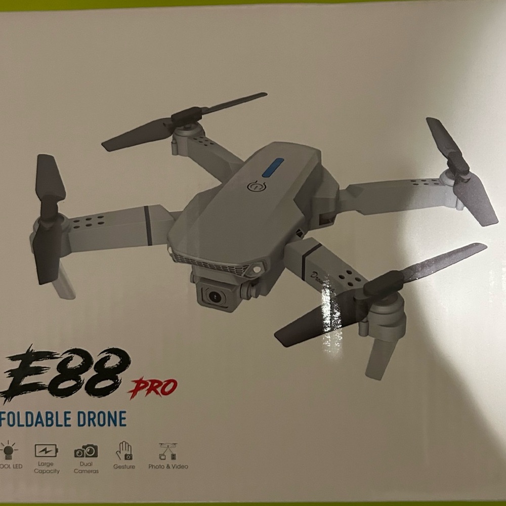 E88 Pro Foldable Drone in carry case with handle.